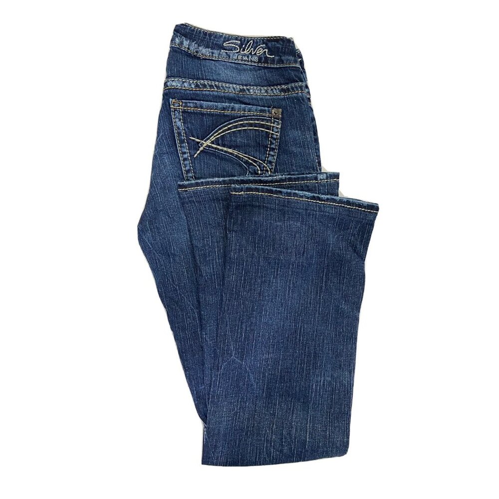 Silver Jeans Natsuki Flap Womens 28X30 Blue Denim Bootcut Stretch Vintage Hemmed